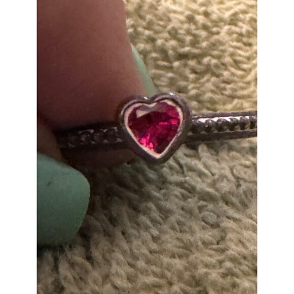 Pandora Elevated Red Heart Ring Band Ring With Red Heart - Picture 8 of 8